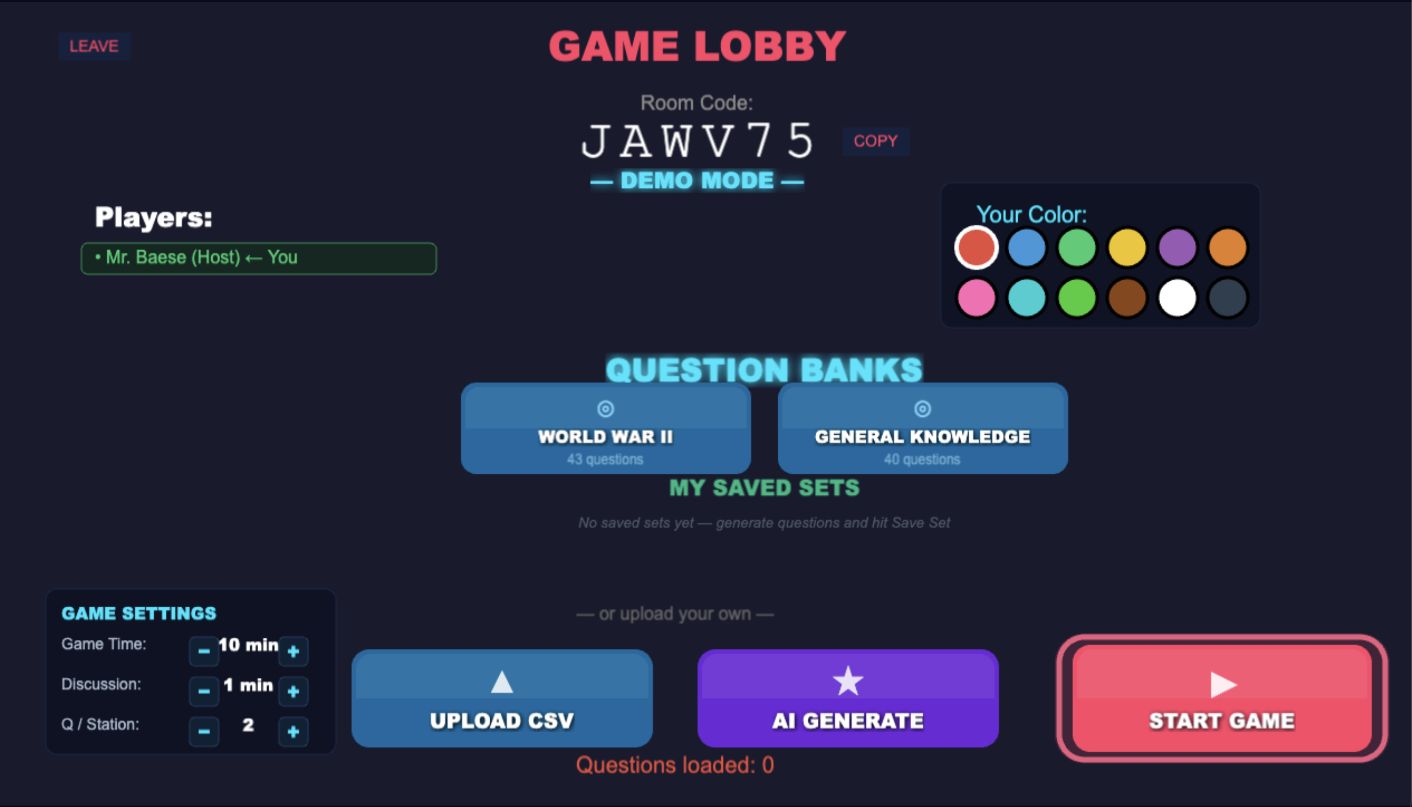 Game lobby