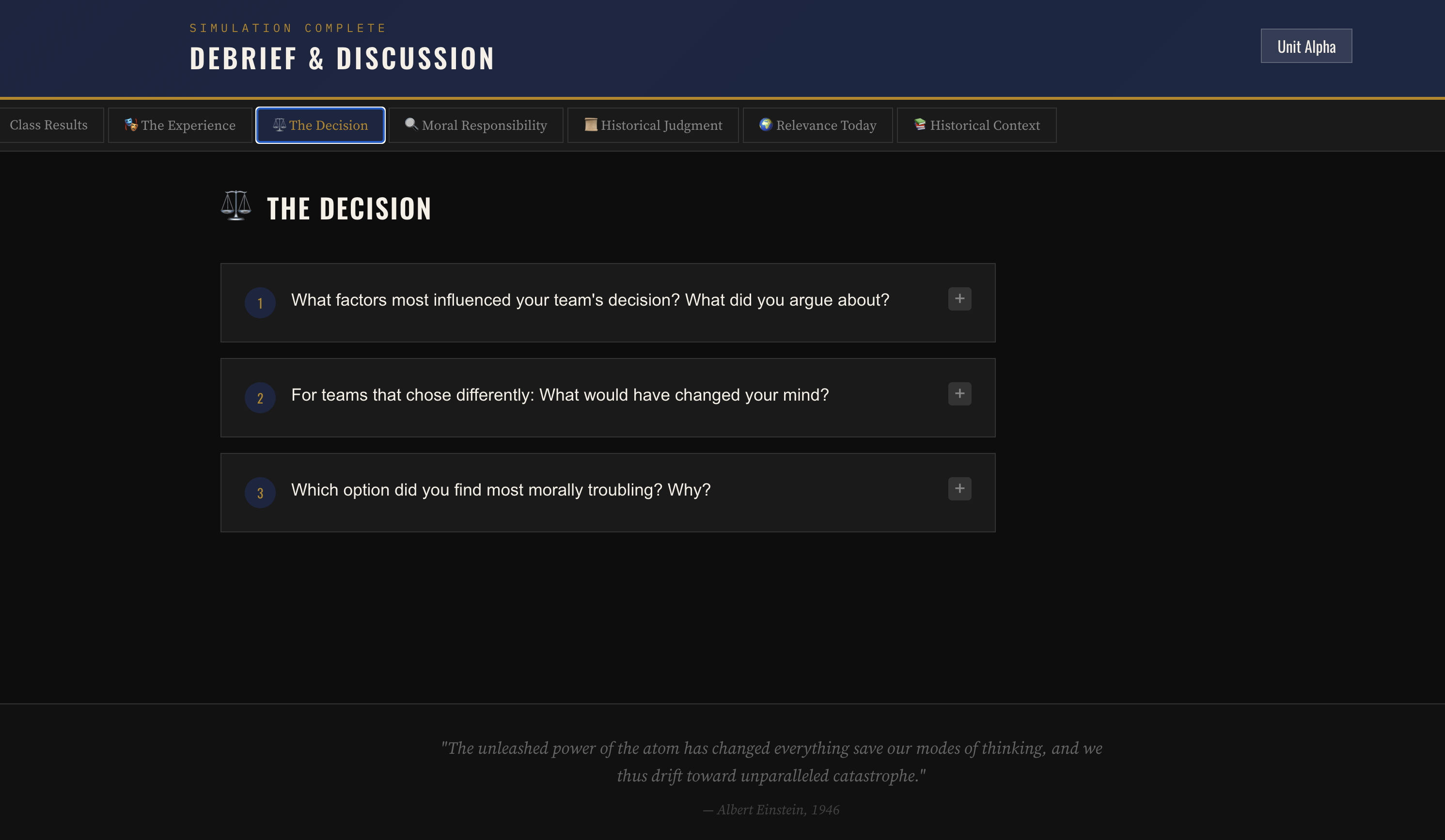 Class discussion
