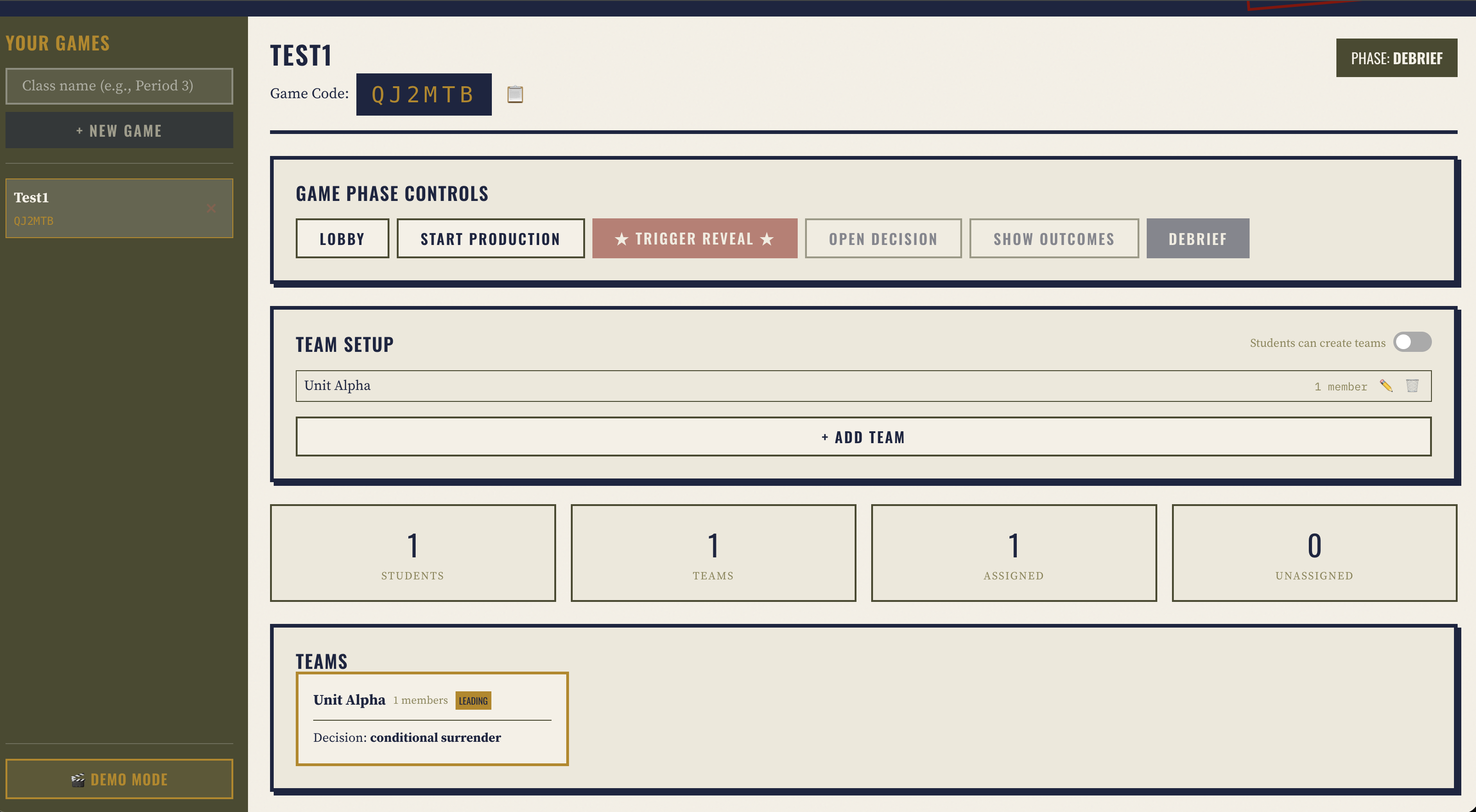 Teacher dashboard