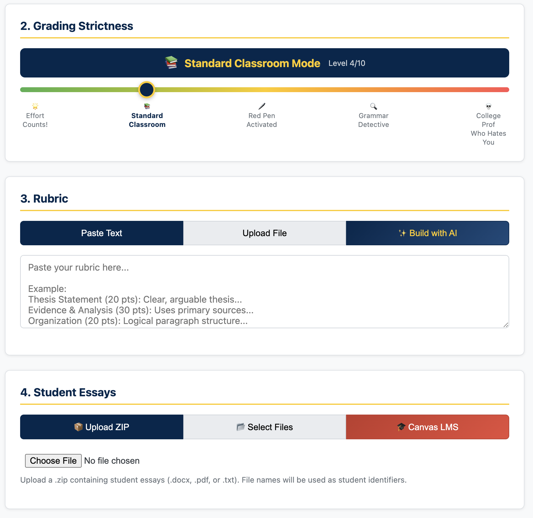 Grading interface