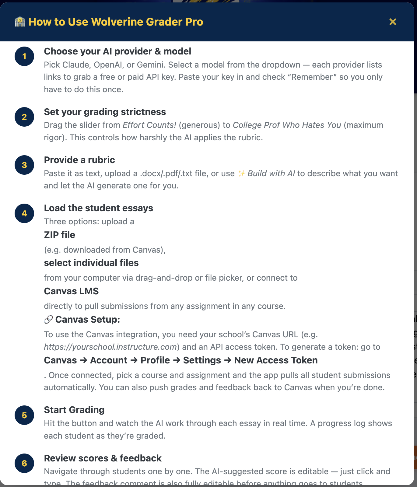 Instructions setup